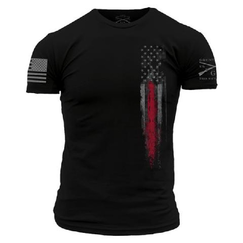 Grunt Style Red Line Flag Men's T-shirt #GS2757 - Arvada Army Navy Surplus